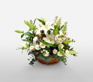 White Haven White Flower Basket