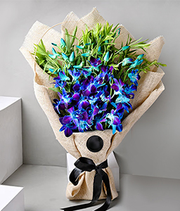 Blue 6 Orchid Jute Bouquet