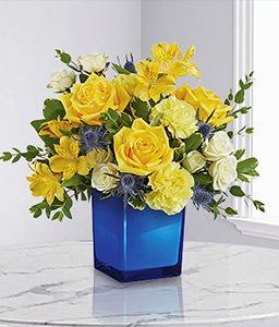 Shimmering Gold and Blue Bouquet