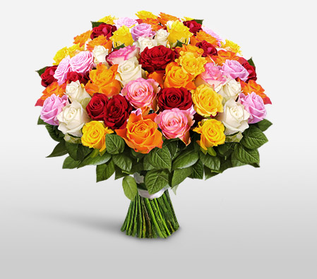50 Mixed Colored Roses to Brazil - Flora2000