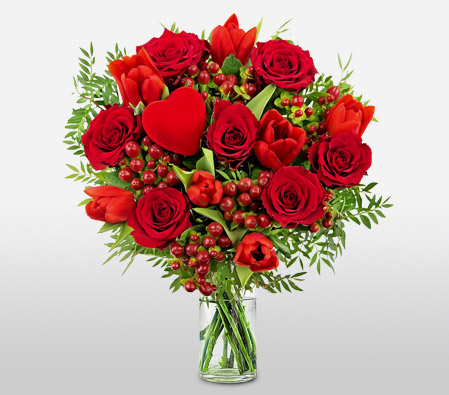 Eternal Red Roses in a box - Love and Romance  Anniversary Flowers to  United Arab Emirates - Flora2000