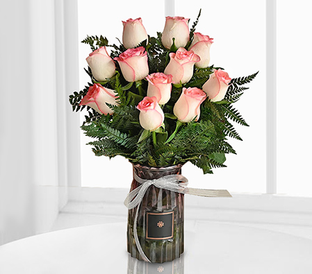 Vase Of Elegant Pink Roses