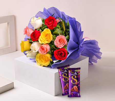 Alluring Rose Bouquet With Chocolates