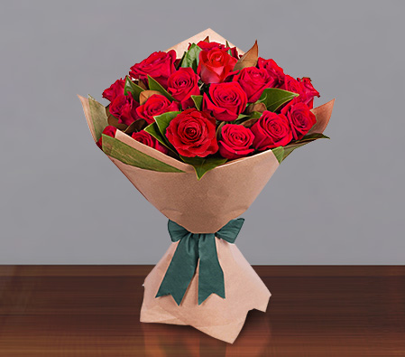 Happy Birthday Surprise with Red Roses Bouquet
