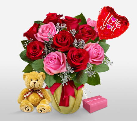 Sinful Surprise | Rose Bouquet | Cute Teddy Bear to Philippines - Flora2000